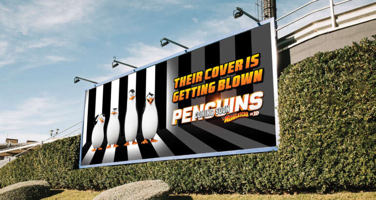 Penguines Movie Billboard Design